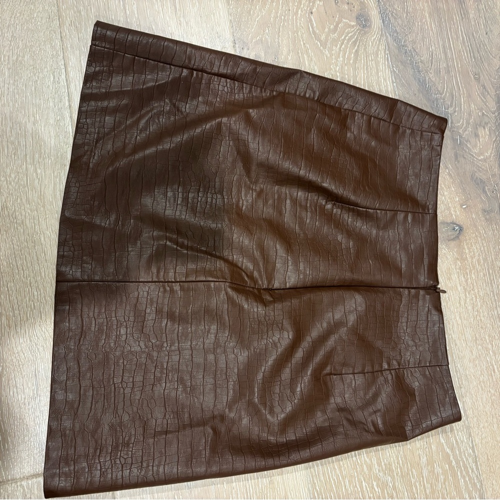 Brown Faux Leather Skirt